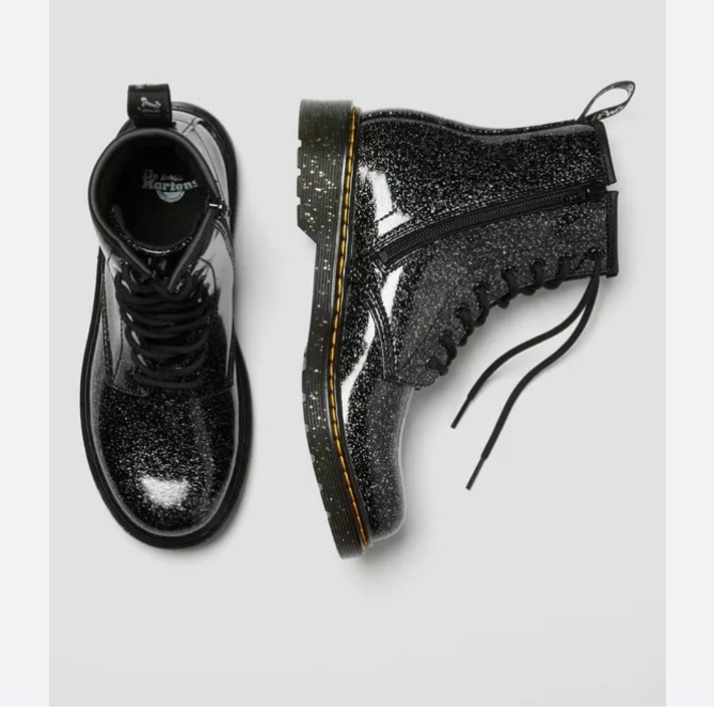 Kids Dr. Martens 1460 glitter lace up Boots black size 7